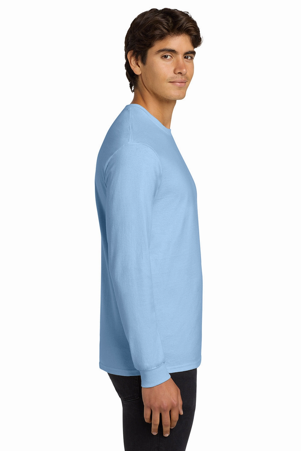 Gildan Mens Ultra Long Sleeve Crewneck T-Shirt - Light Blue