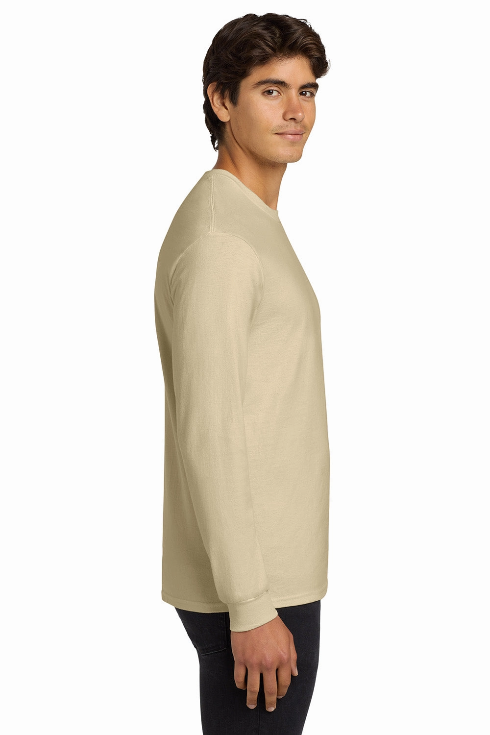 Gildan Mens Ultra Long Sleeve Crewneck T-Shirt - Sand