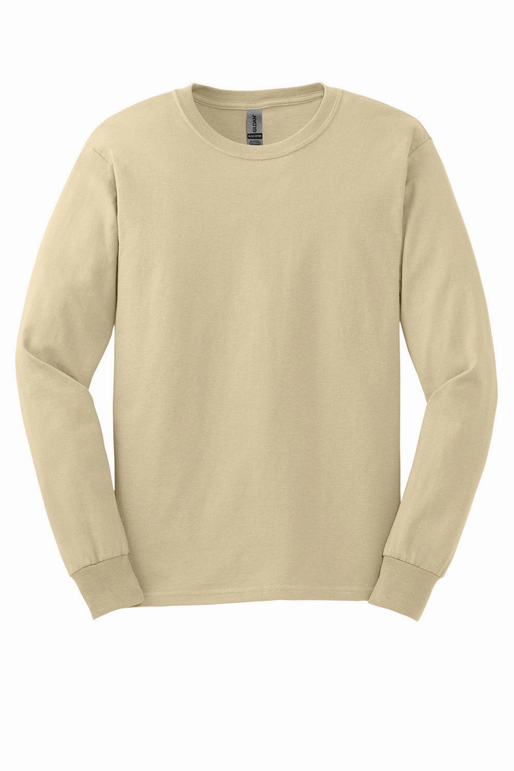 Gildan Mens Ultra Long Sleeve Crewneck T-Shirt - Sand