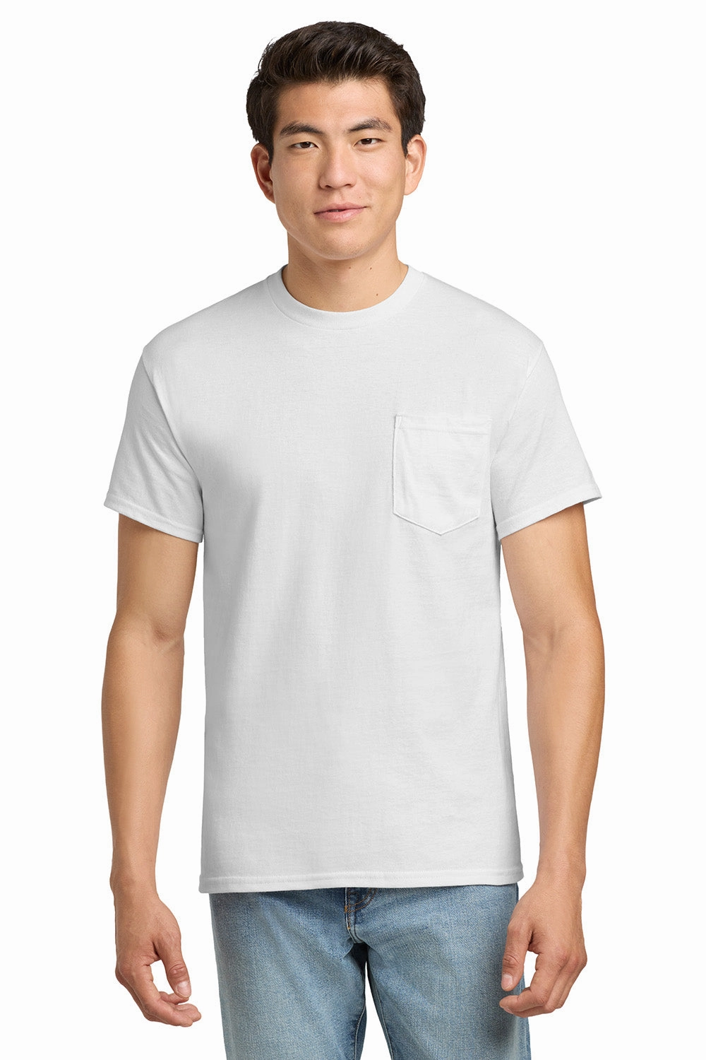 Gildan Mens Ultra Short Sleeve Crewneck T-Shirt w/ Pocket - White