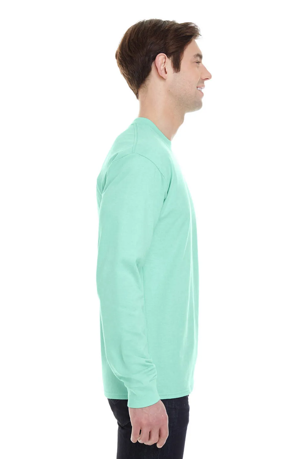 Hanes Mens Beefy-T Long Sleeve Crewneck T-Shirt - Clean Mint Green
