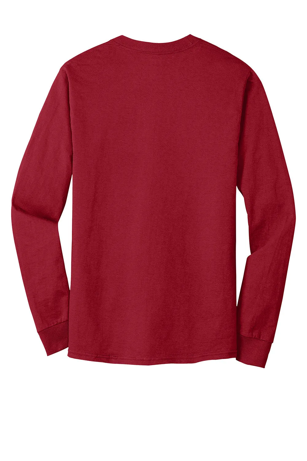 Hanes Mens Beefy-T Long Sleeve Crewneck T-Shirt - Deep Red