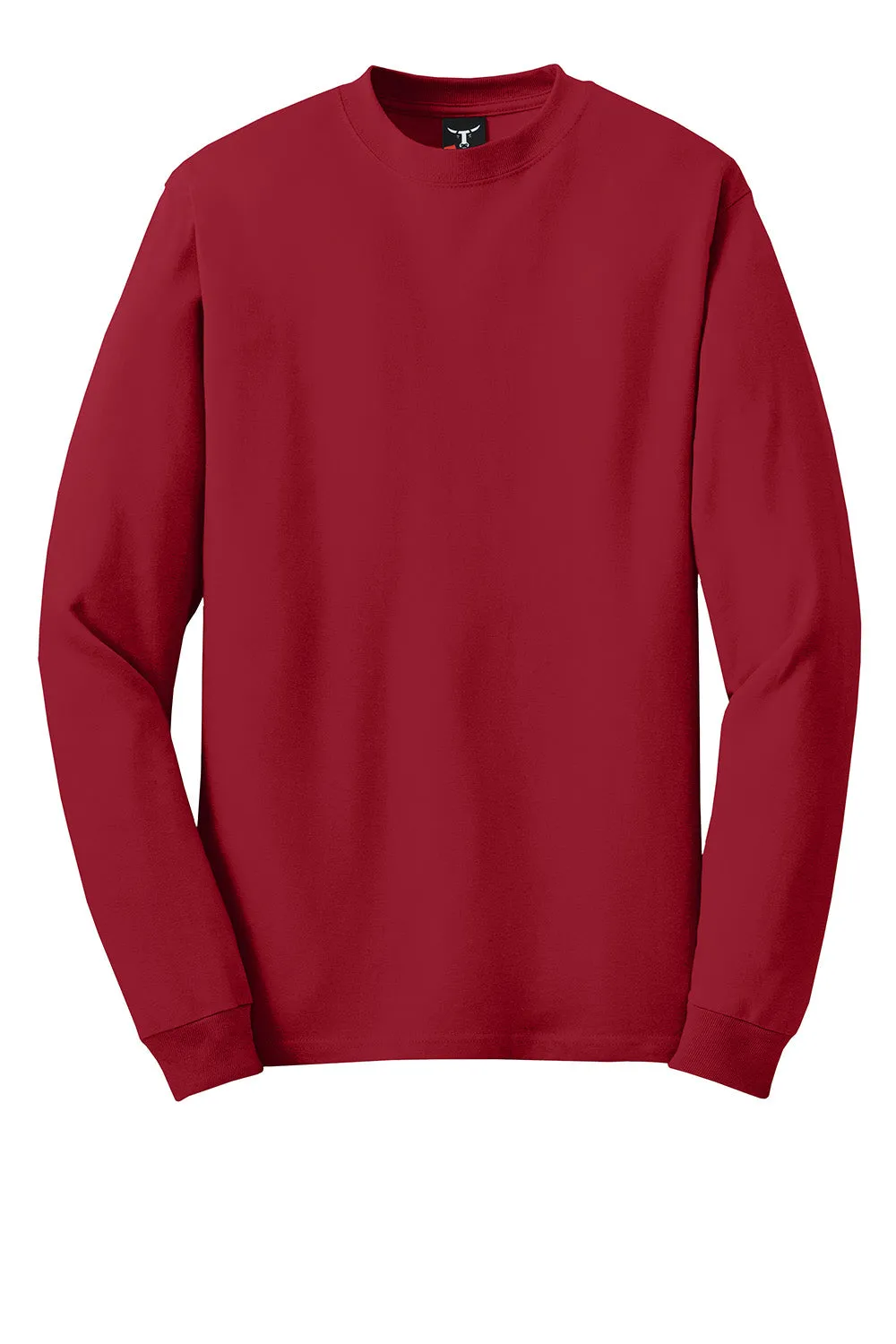 Hanes Mens Beefy-T Long Sleeve Crewneck T-Shirt - Deep Red