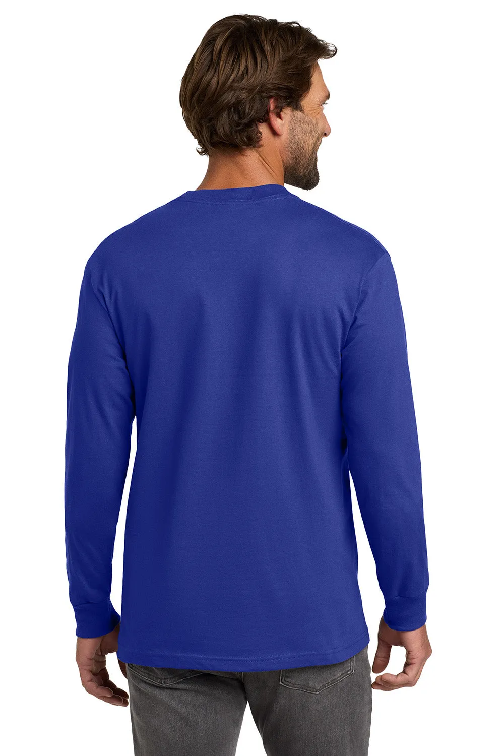 Hanes Mens Beefy-T Long Sleeve Crewneck T-Shirt - Deep Royal Blue