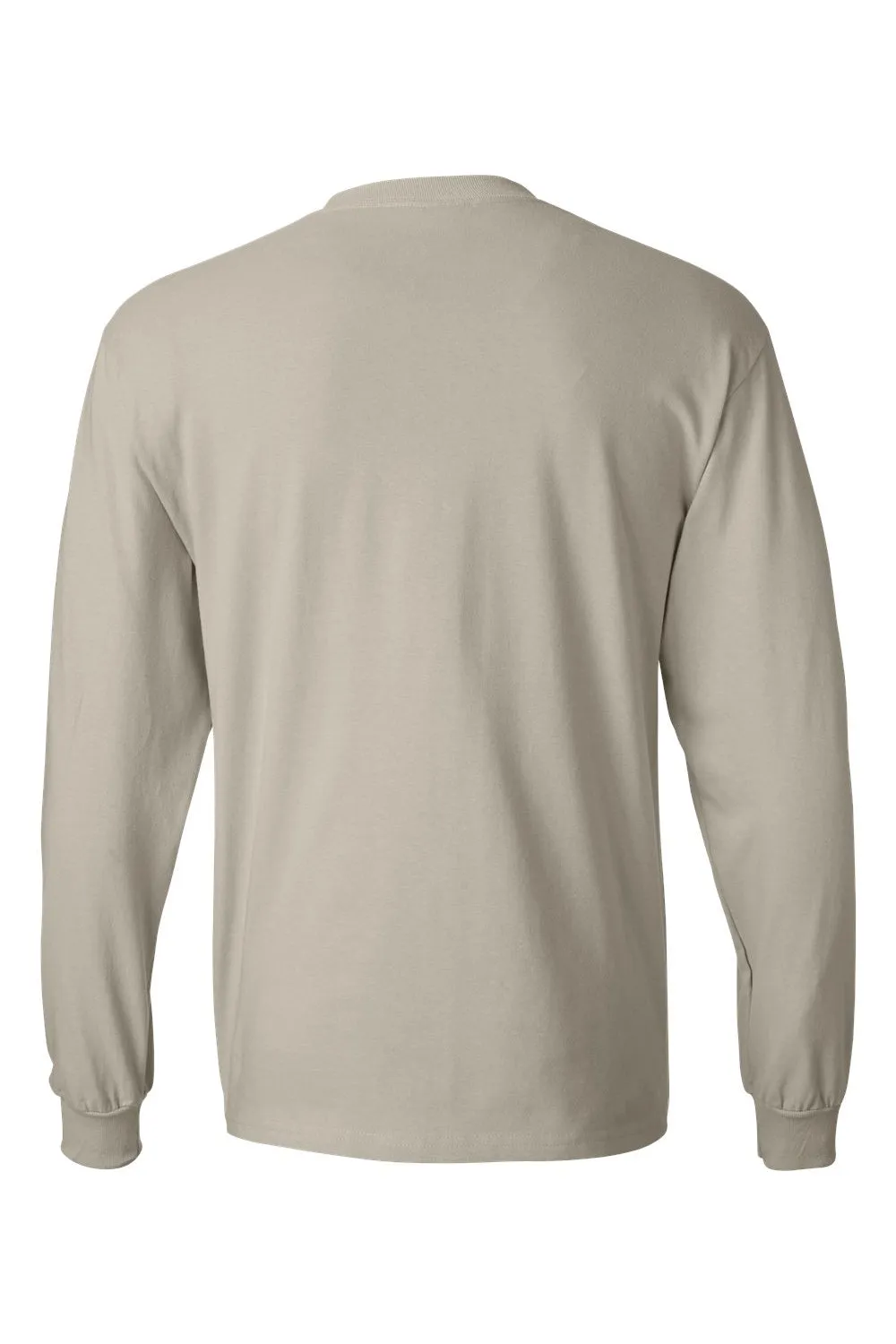 Hanes Mens Beefy-T Long Sleeve Crewneck T-Shirt - Sand