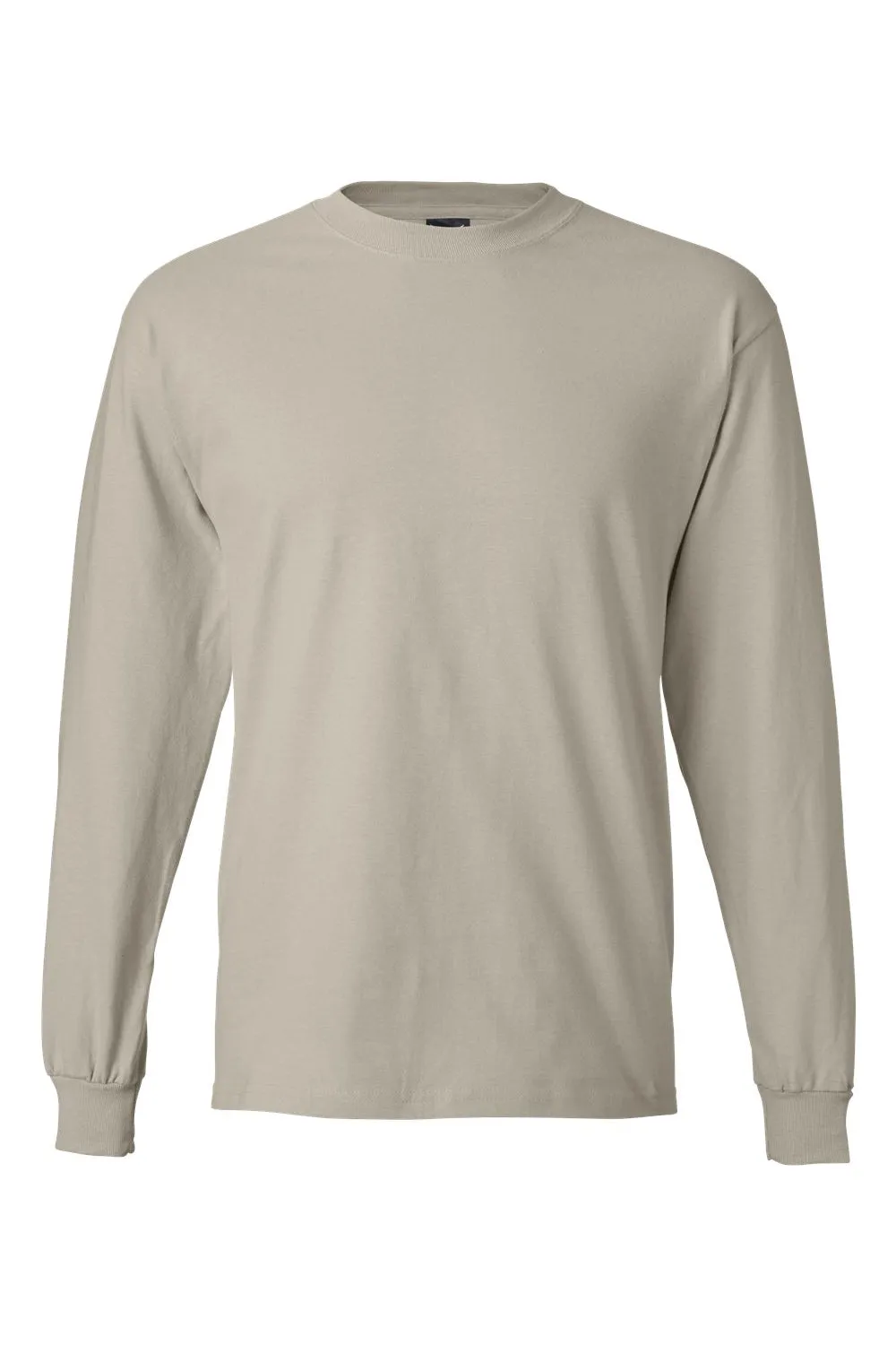 Hanes Mens Beefy-T Long Sleeve Crewneck T-Shirt - Sand