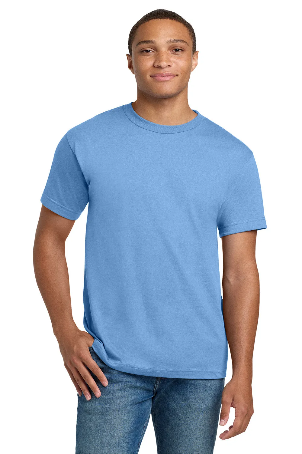Hanes Mens Beefy-T Short Sleeve Crewneck T-Shirt - Carolina Blue