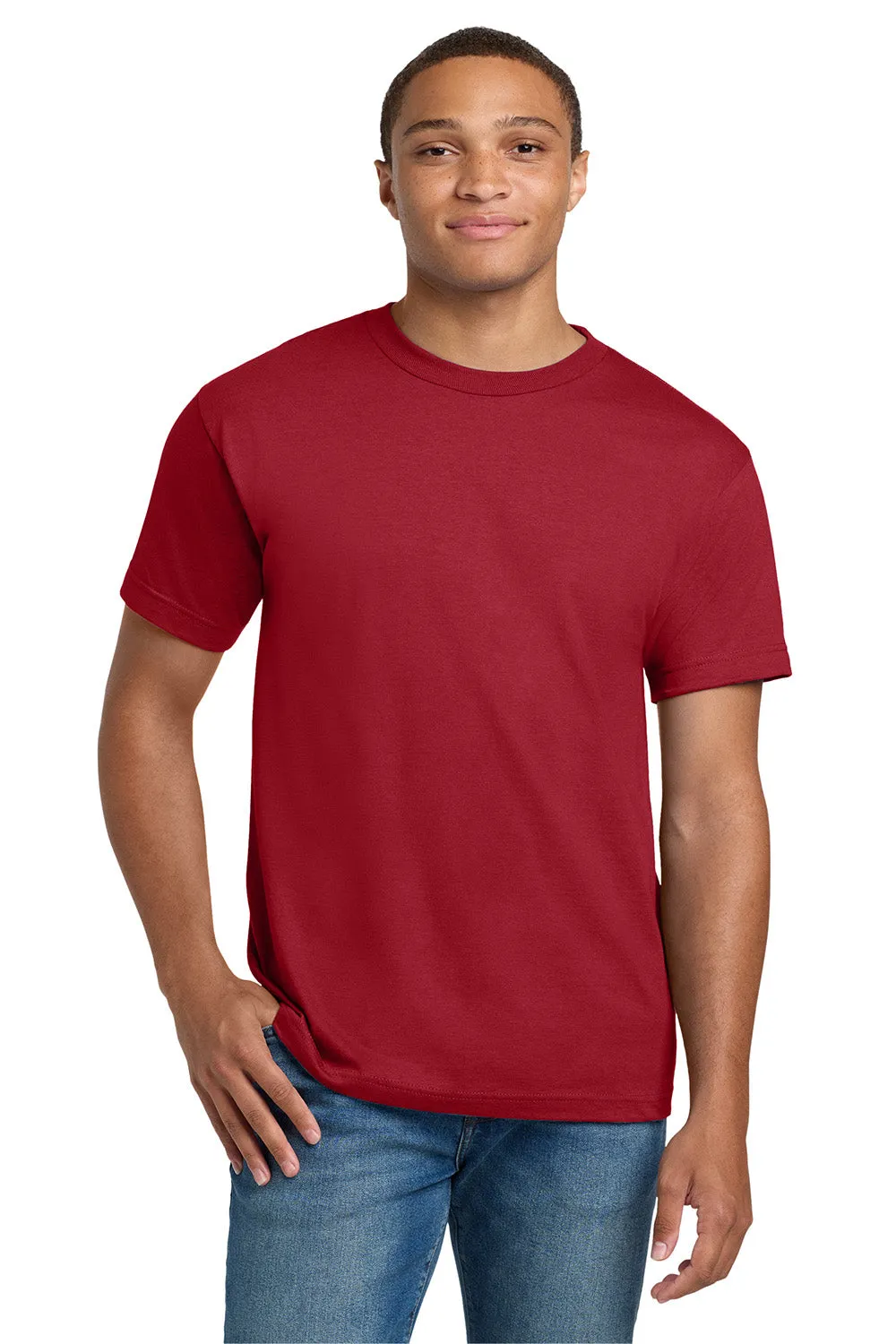 Hanes Mens Beefy-T Short Sleeve Crewneck T-Shirt - Deep Red