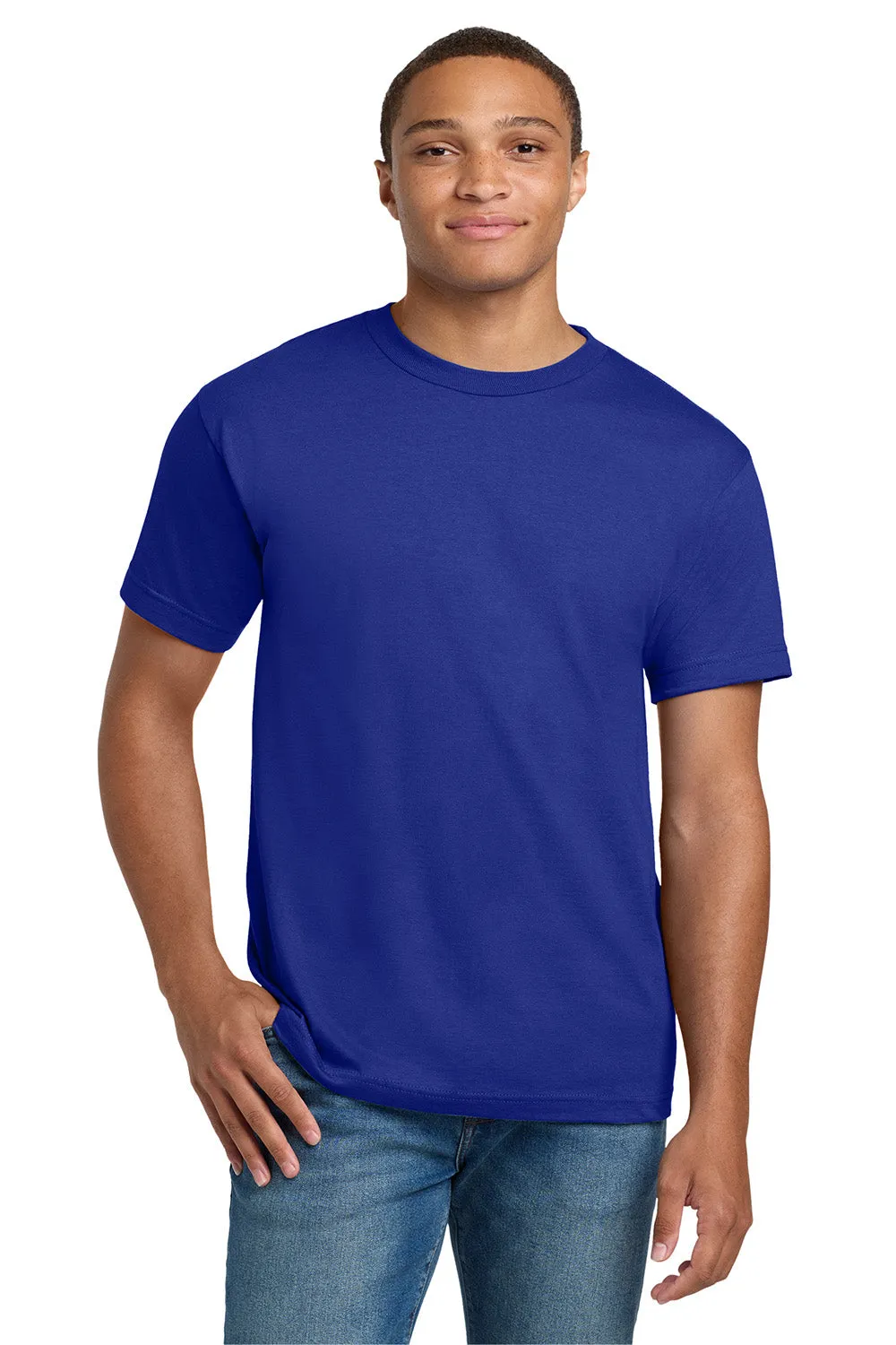 Hanes Mens Beefy-T Short Sleeve Crewneck T-Shirt - Deep Royal Blue