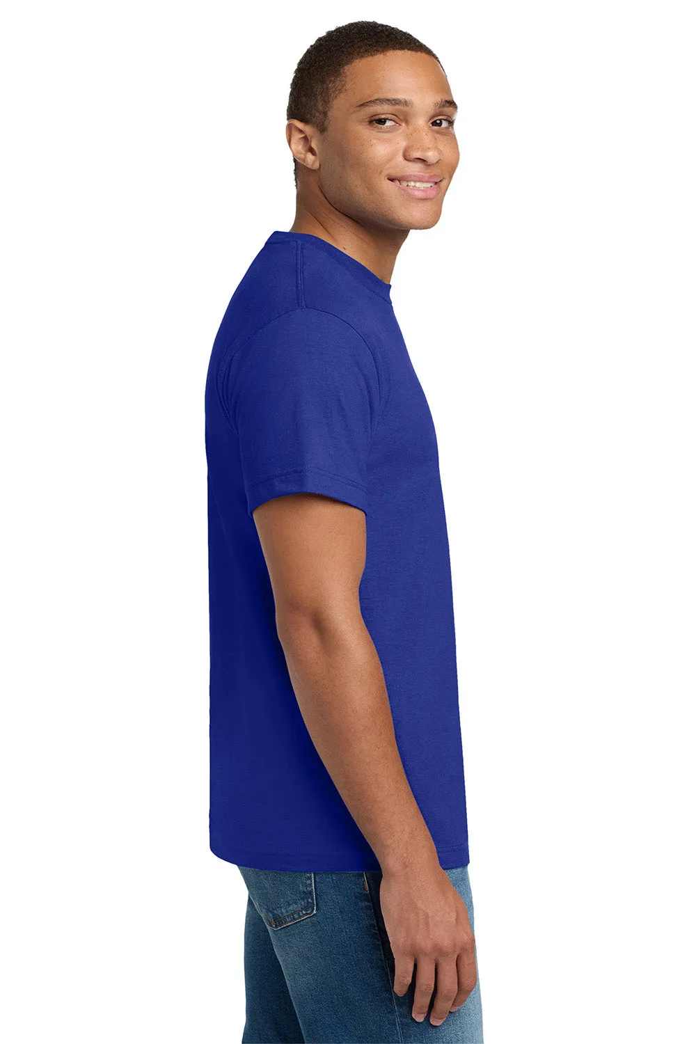 Hanes Mens Beefy-T Short Sleeve Crewneck T-Shirt - Deep Royal Blue