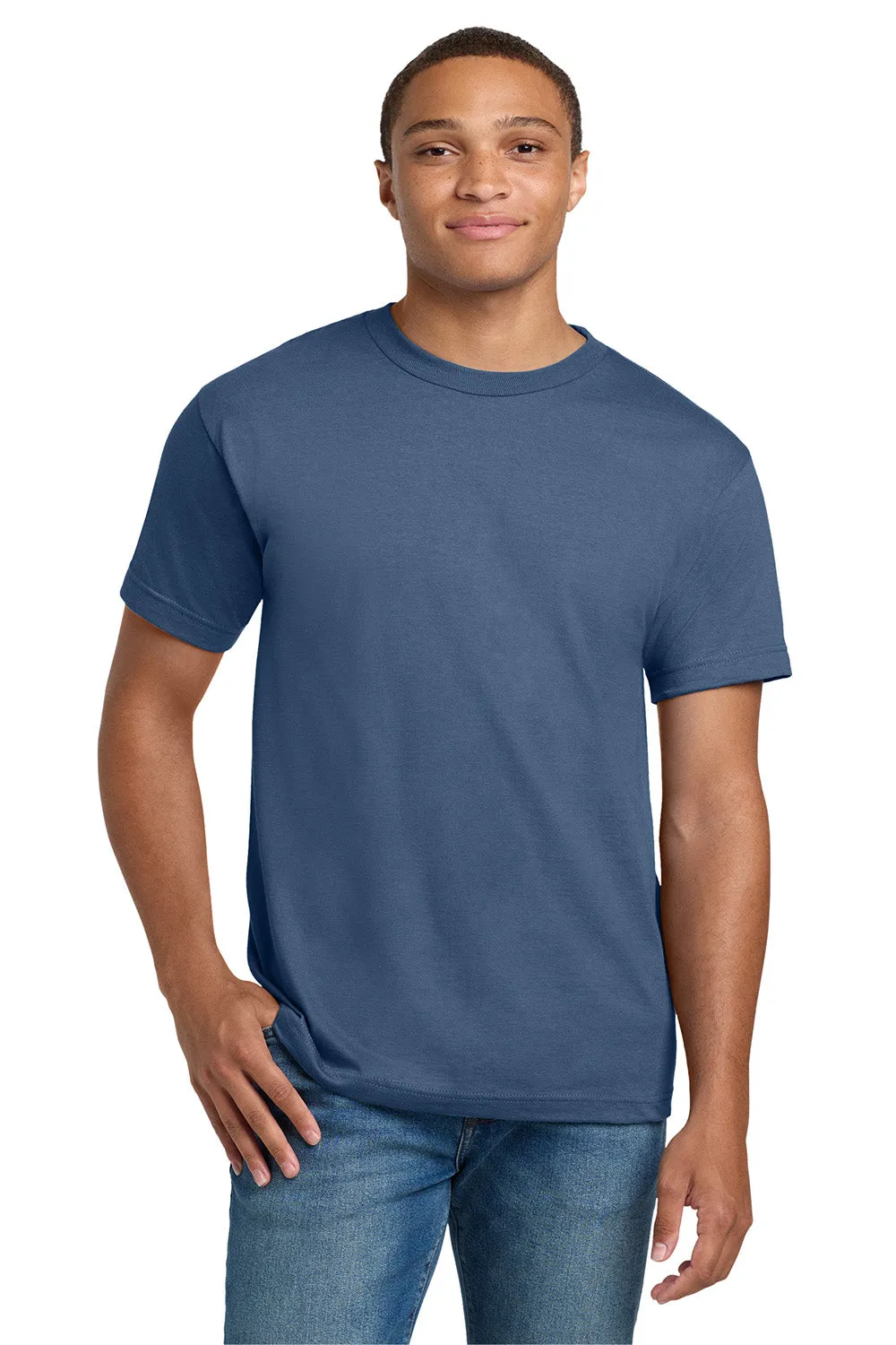Hanes Mens Beefy-T Short Sleeve Crewneck T-Shirt - Denim Blue