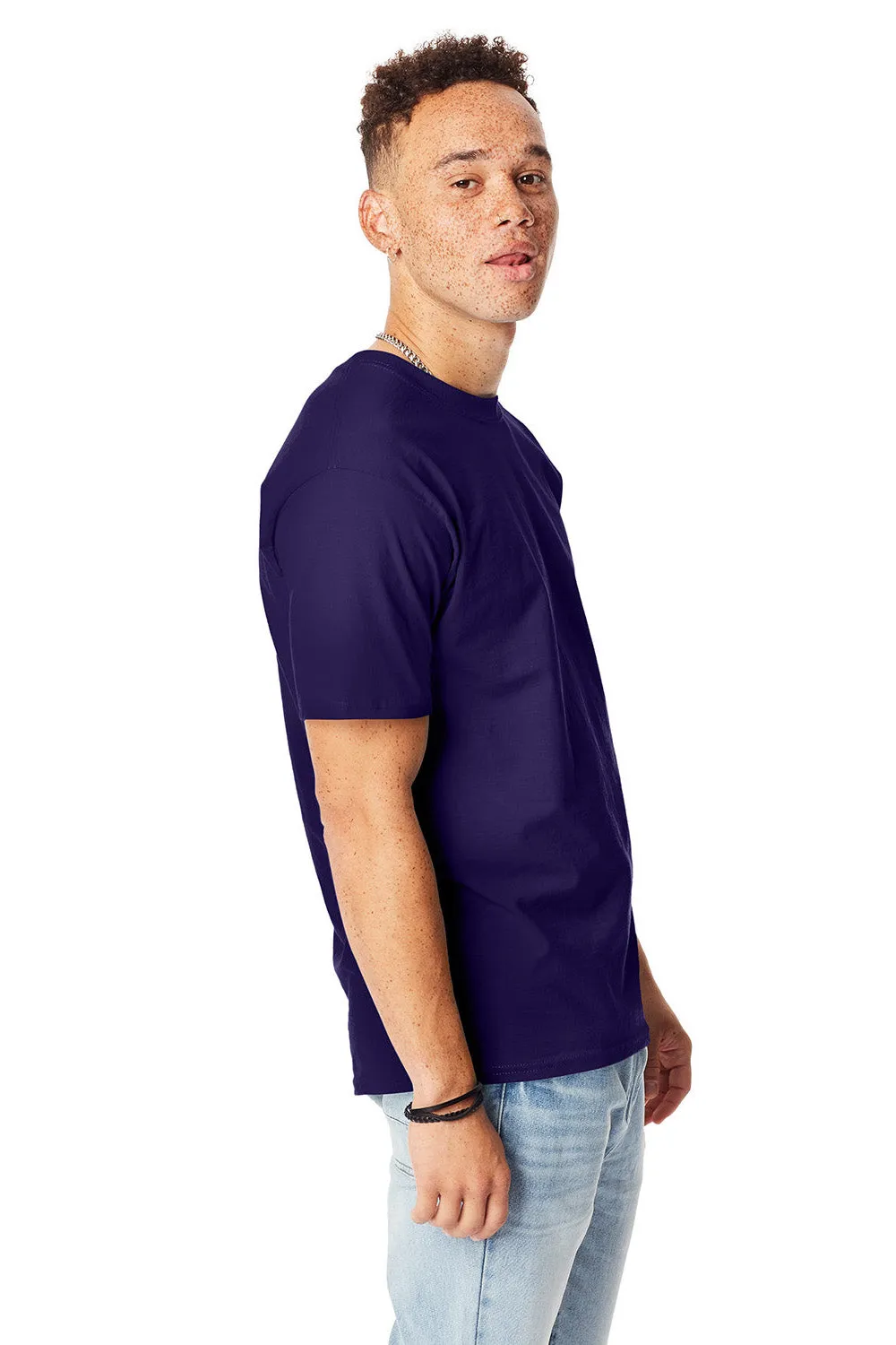 Hanes Mens Beefy-T Short Sleeve Crewneck T-Shirt - Grape Smash Purple