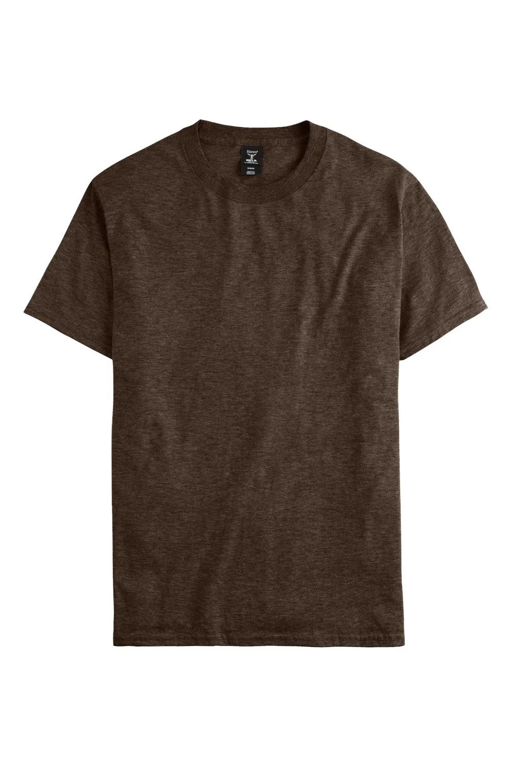 Hanes Mens Beefy-T Short Sleeve Crewneck T-Shirt - Heather Brown