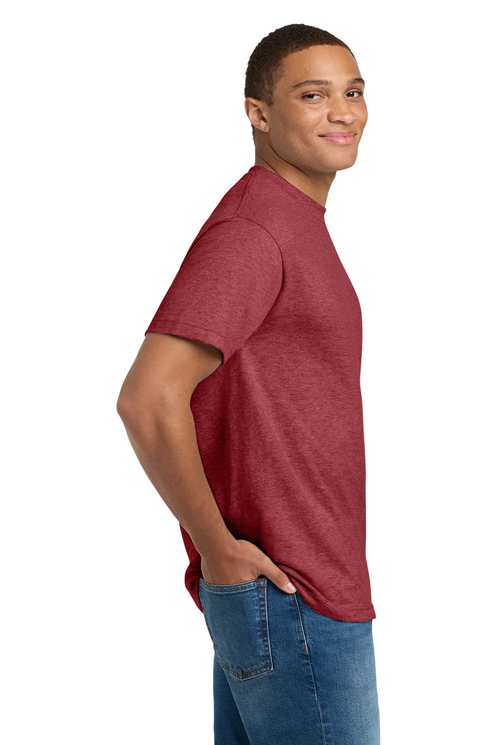 Hanes Mens Beefy-T Short Sleeve Crewneck T-Shirt - Heather Red