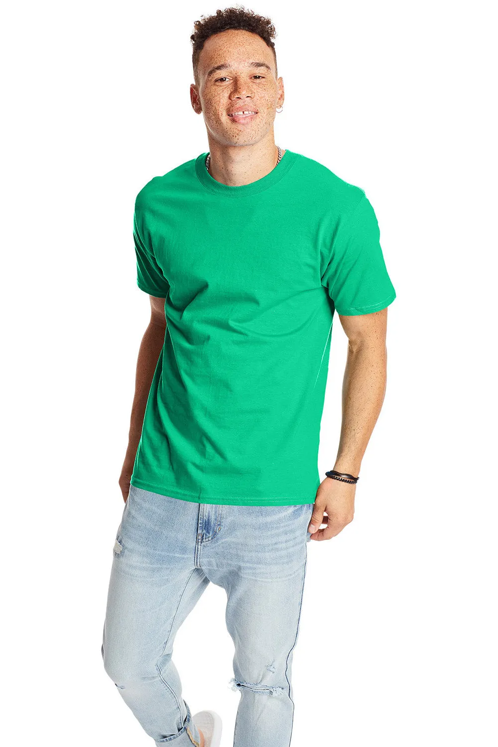Hanes Mens Beefy-T Short Sleeve Crewneck T-Shirt - Kelly Green