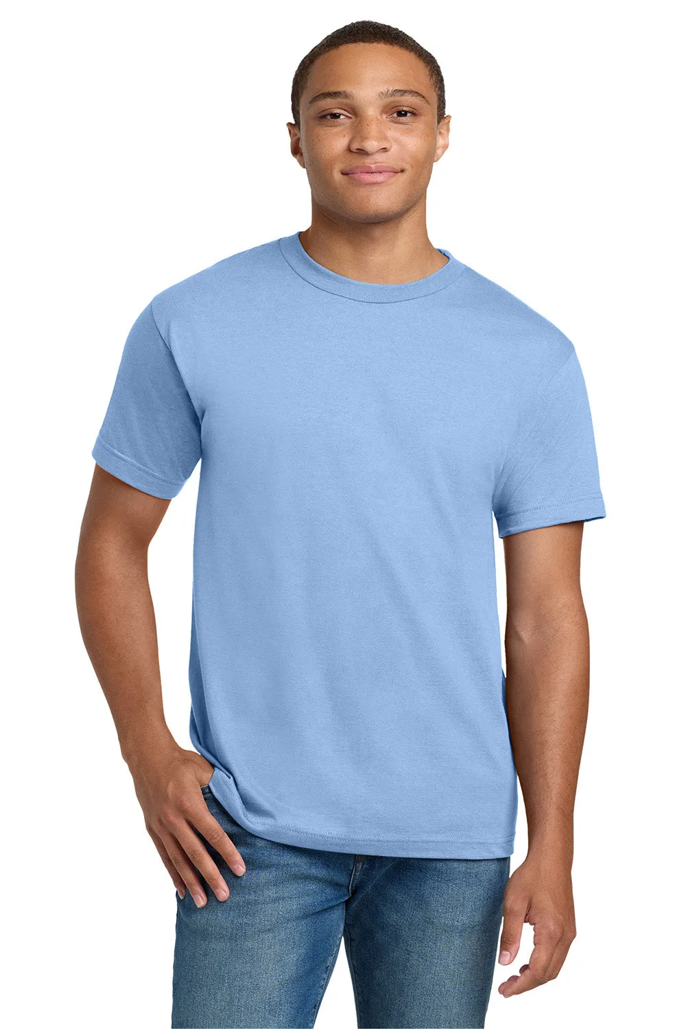 Hanes Mens Beefy-T Short Sleeve Crewneck T-Shirt - Light Blue