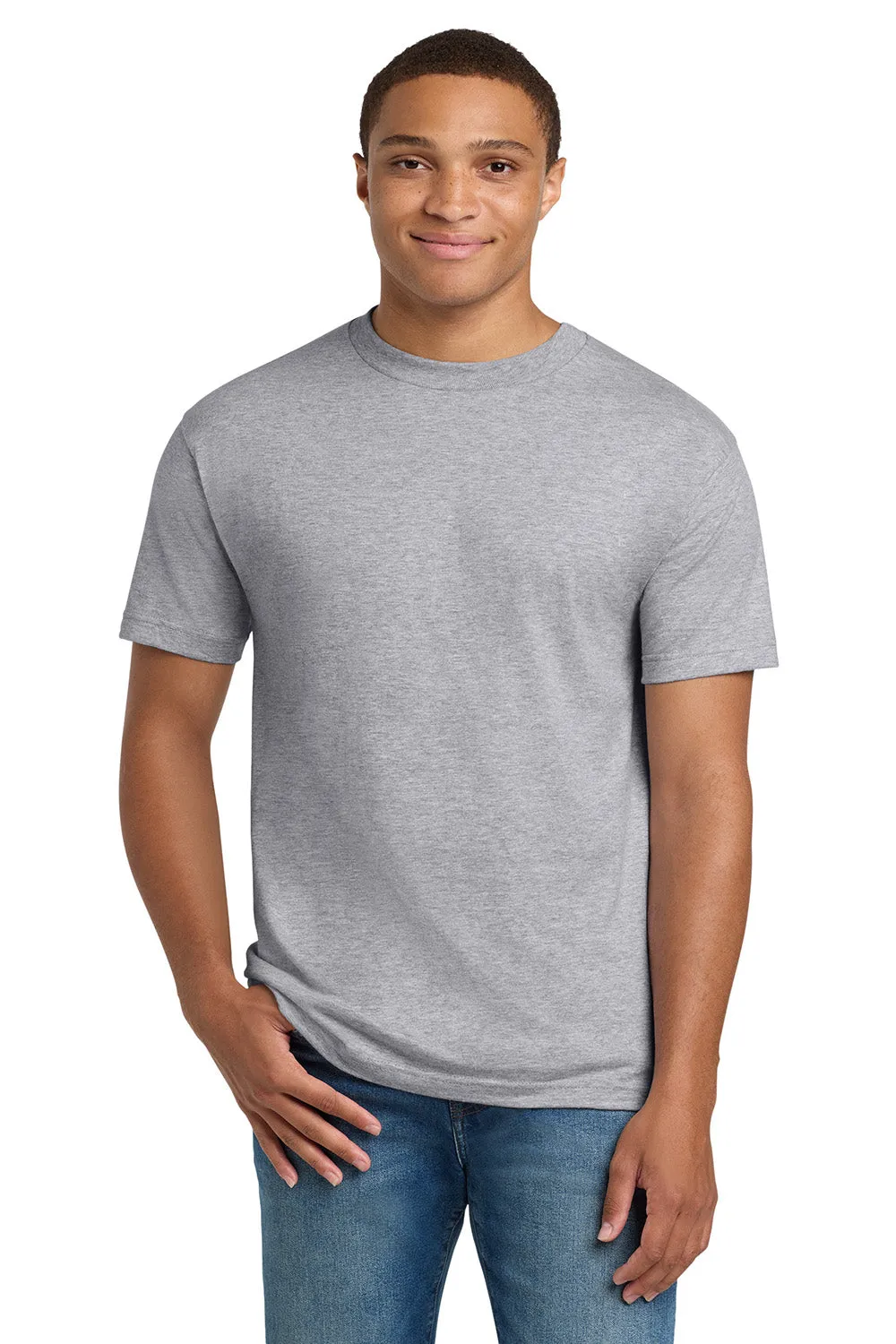 Hanes Mens Beefy-T Short Sleeve Crewneck T-Shirt - Light Steel Grey