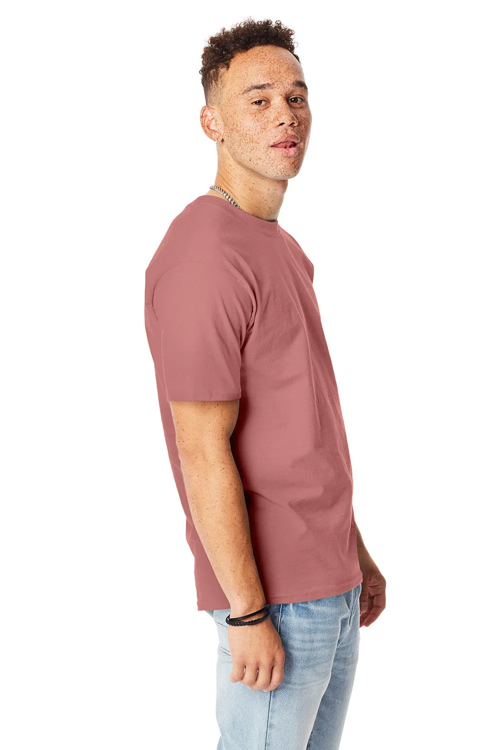 Hanes Mens Beefy-T Short Sleeve Crewneck T-Shirt - Mauve