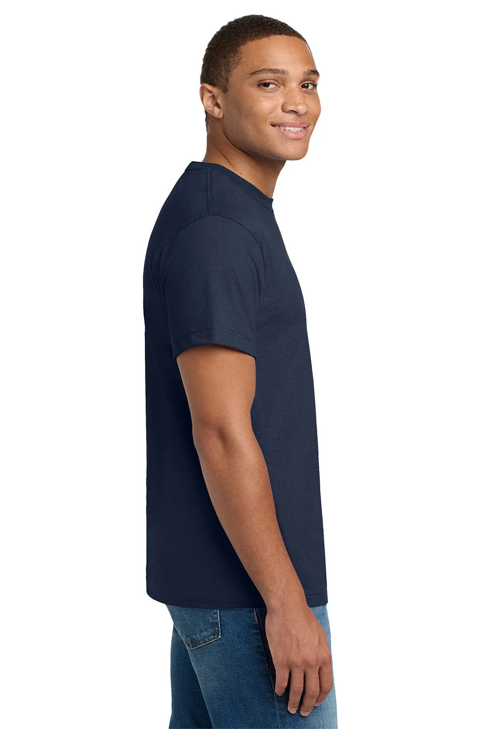 Hanes Mens Beefy-T Short Sleeve Crewneck T-Shirt - Navy Blue