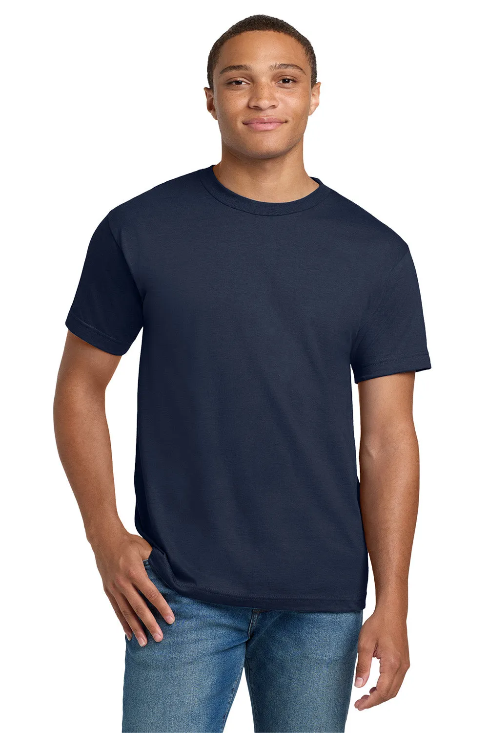 Hanes Mens Beefy-T Short Sleeve Crewneck T-Shirt - Navy Blue