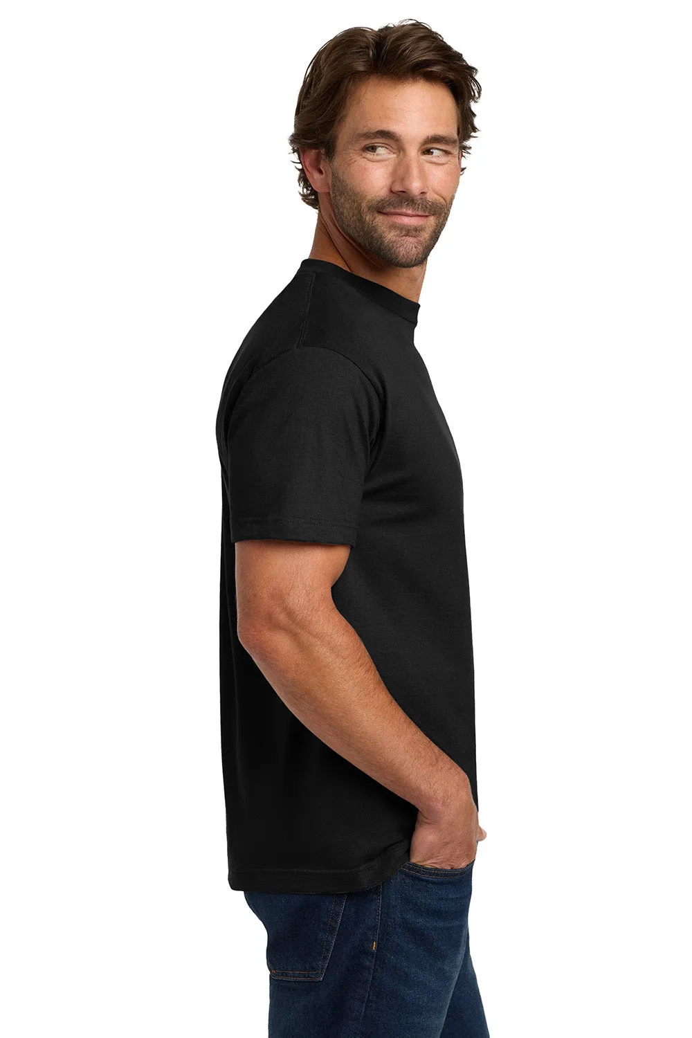 Hanes Mens Beefy-T Short Sleeve Crewneck T-Shirt w/ Pocket - Black