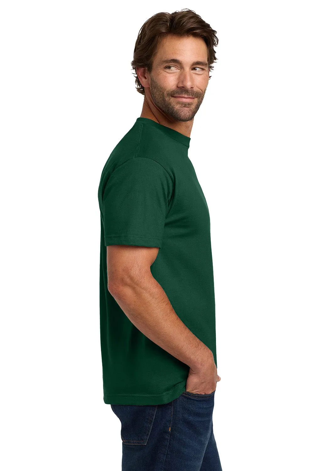 Hanes Mens Beefy-T Short Sleeve Crewneck T-Shirt w/ Pocket - Deep Forest Green