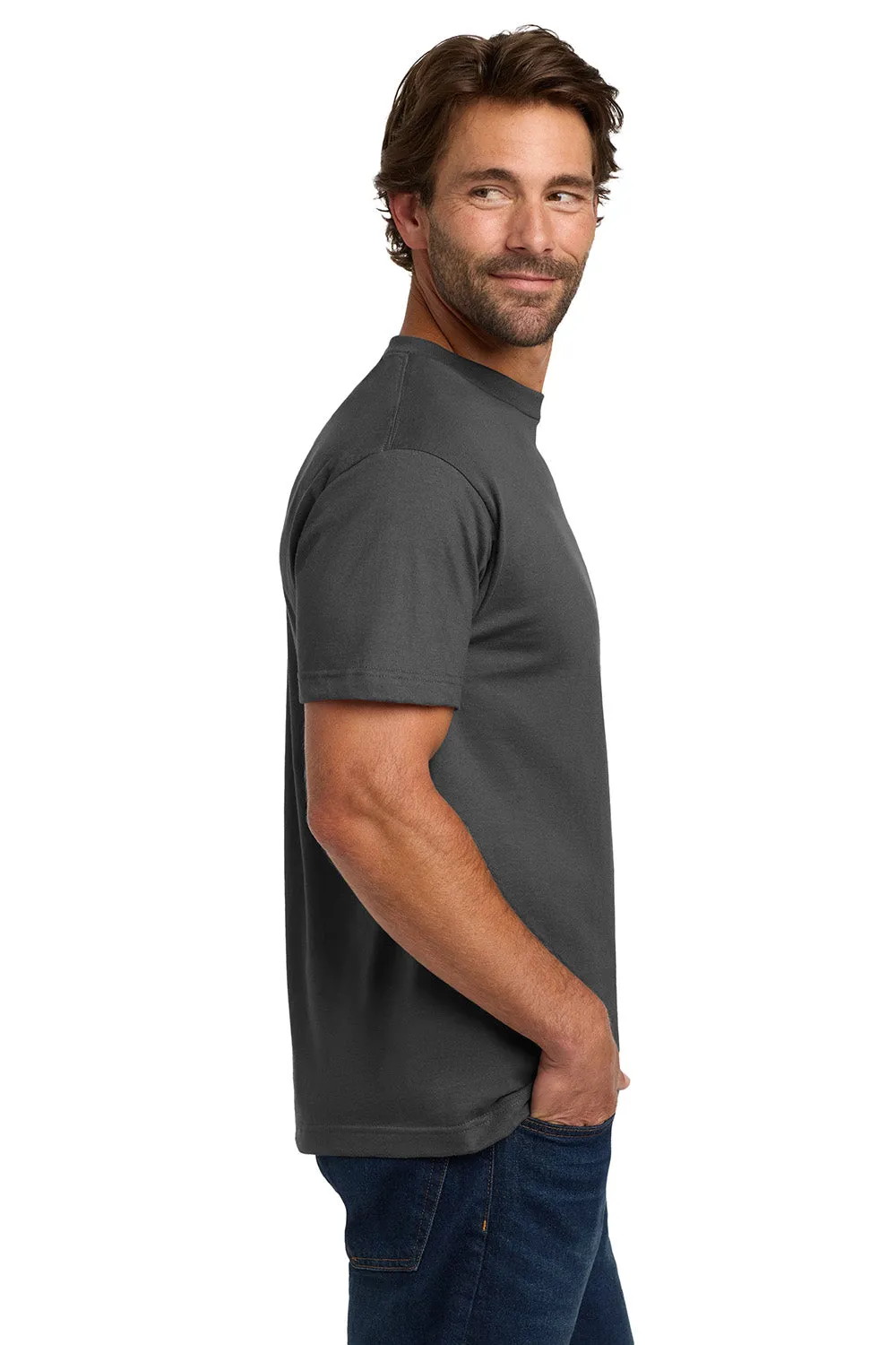 Hanes Mens Beefy-T Short Sleeve Crewneck T-Shirt w/ Pocket - Smoke Grey