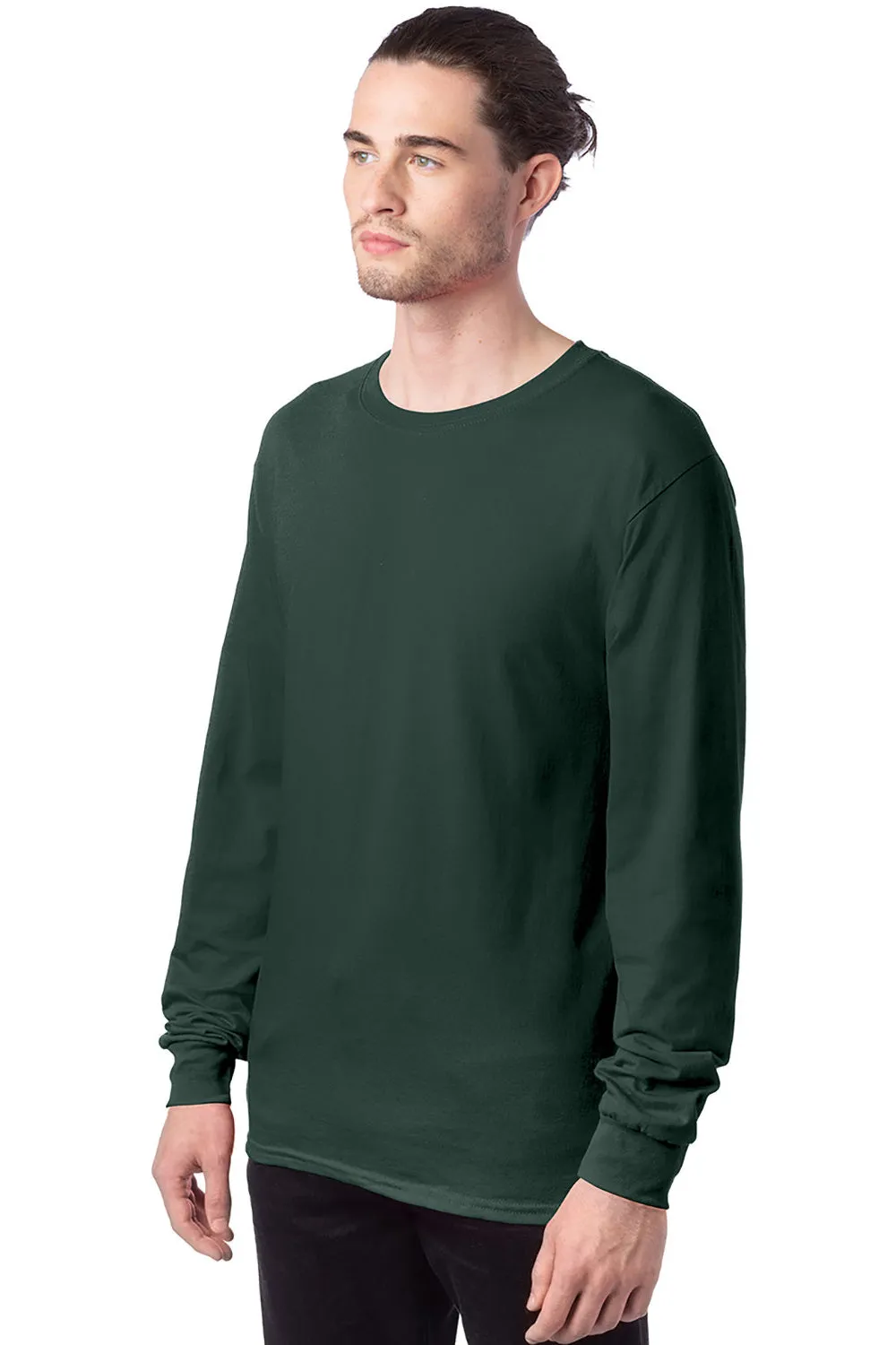Hanes Mens ComfortSoft Long Sleeve Crewneck T-Shirt - Athletic Dark Green