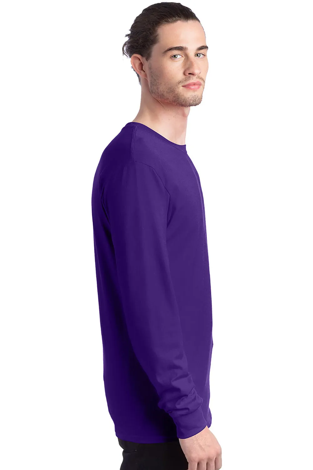 Hanes Mens ComfortSoft Long Sleeve Crewneck T-Shirt - Athletic Purple