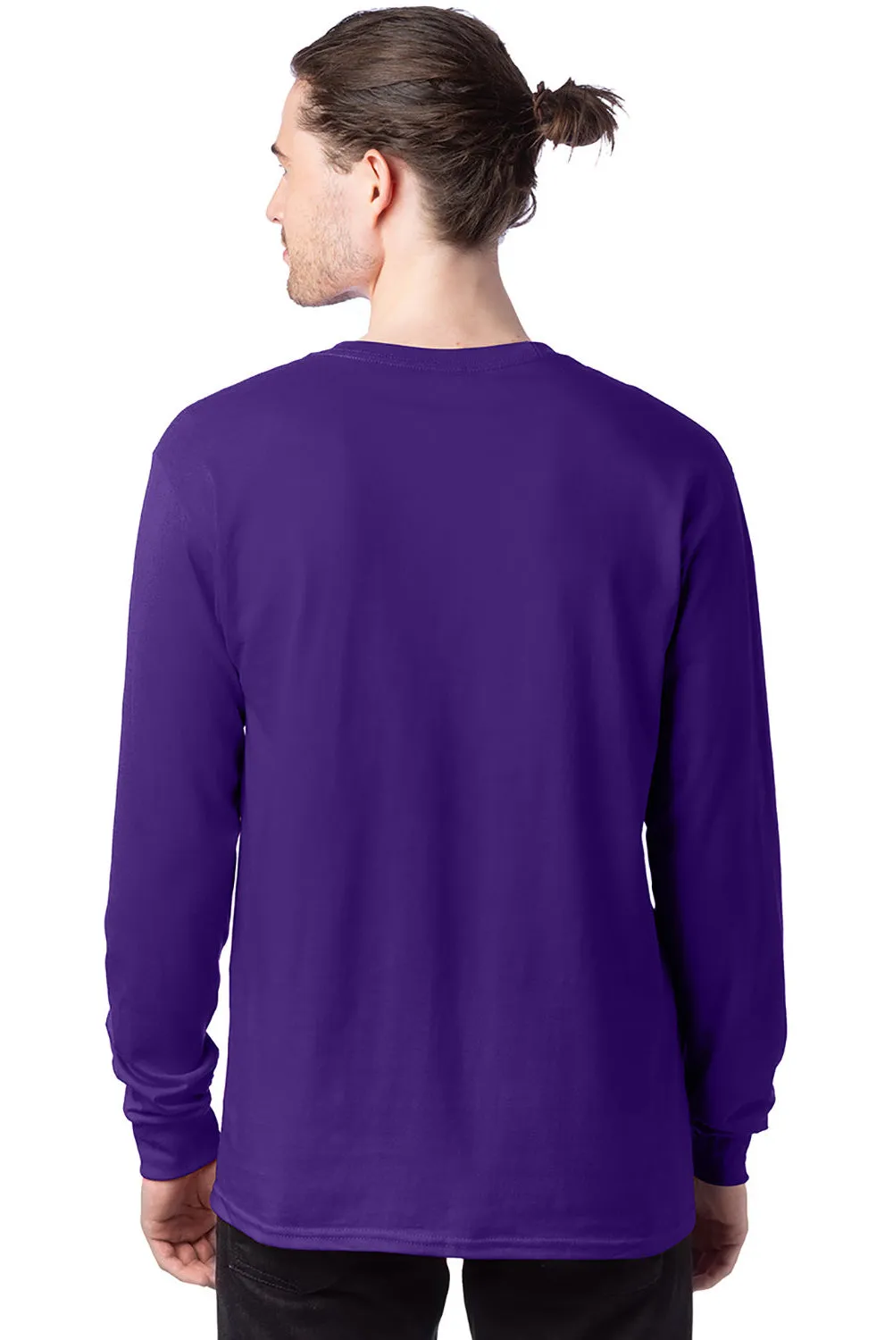 Hanes Mens ComfortSoft Long Sleeve Crewneck T-Shirt - Athletic Purple