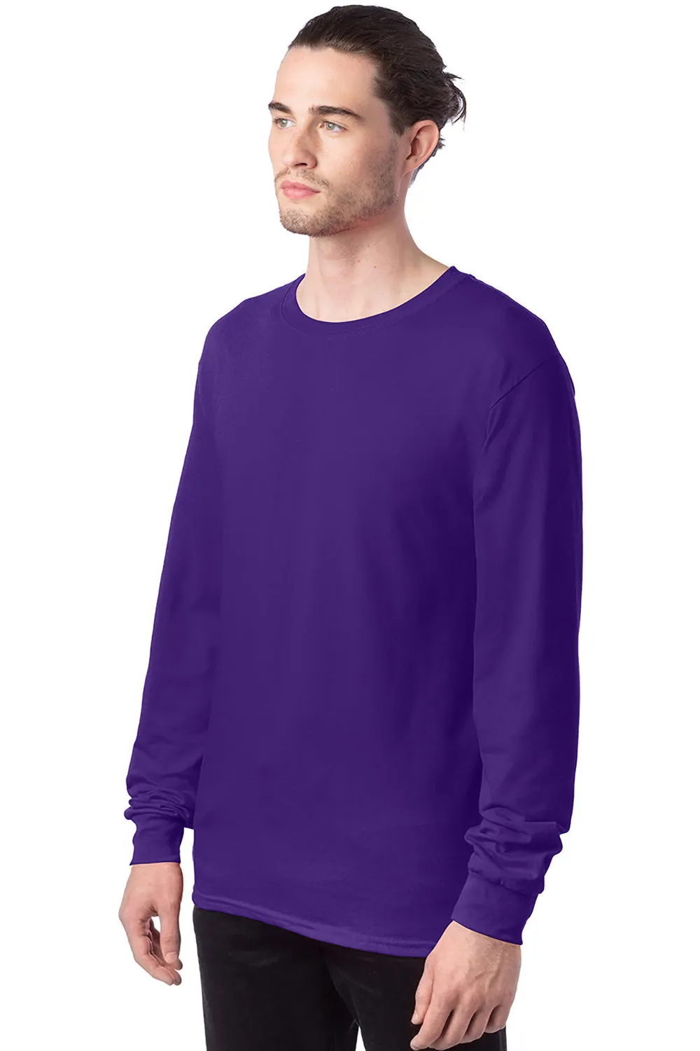 Hanes Mens ComfortSoft Long Sleeve Crewneck T-Shirt - Athletic Purple