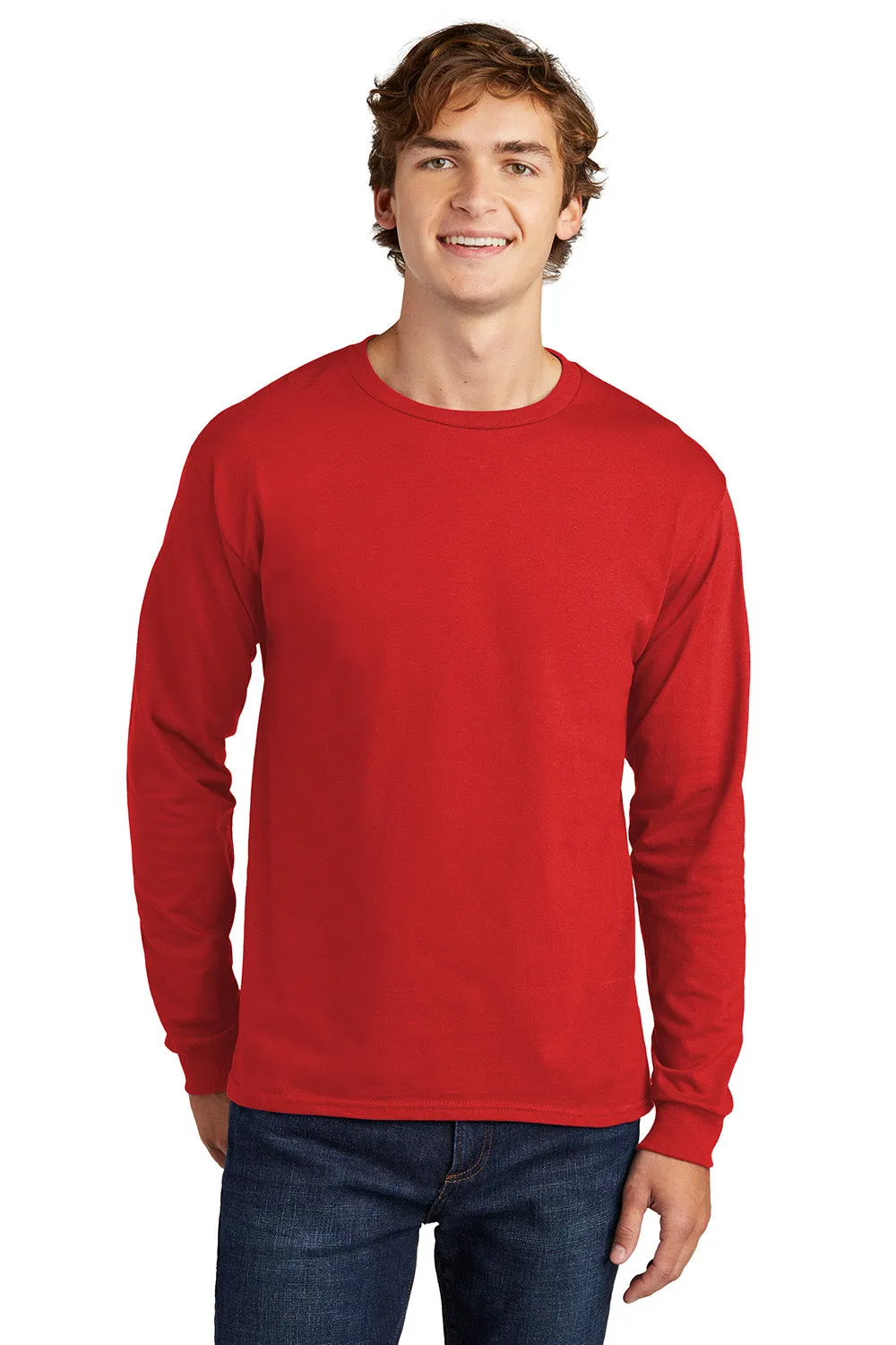 Hanes Mens ComfortSoft Long Sleeve Crewneck T-Shirt - Athletic Red