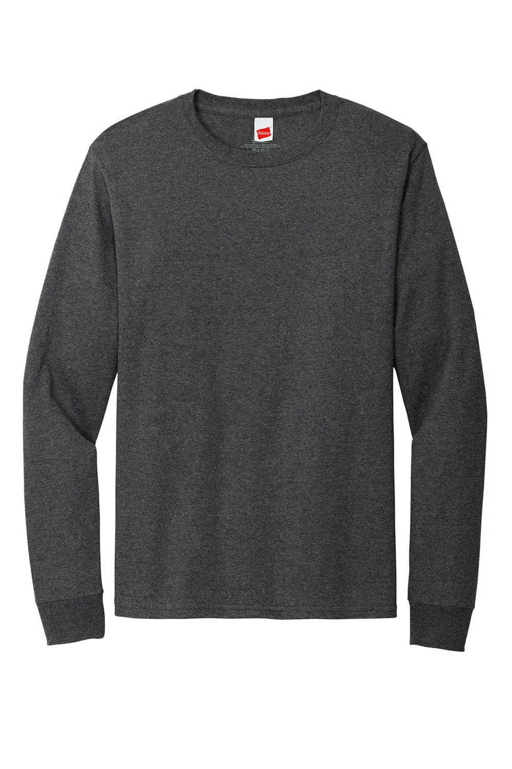 Hanes Mens ComfortSoft Long Sleeve Crewneck T-Shirt - Heather Charcoal Grey