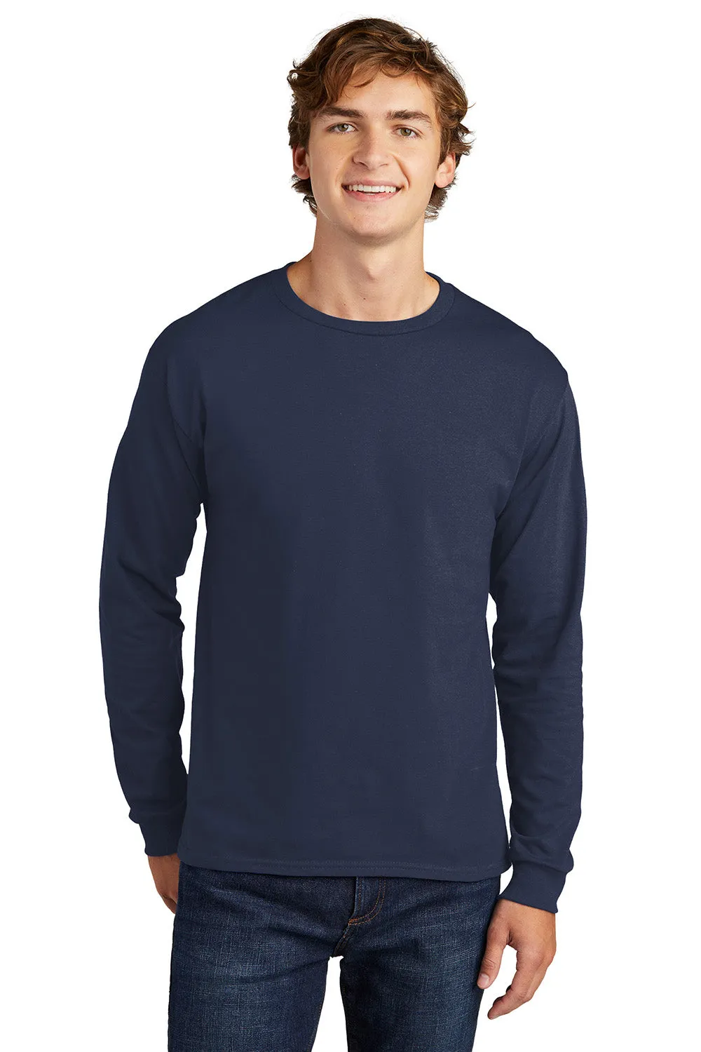 Hanes Mens ComfortSoft Long Sleeve Crewneck T-Shirt - Navy Blue