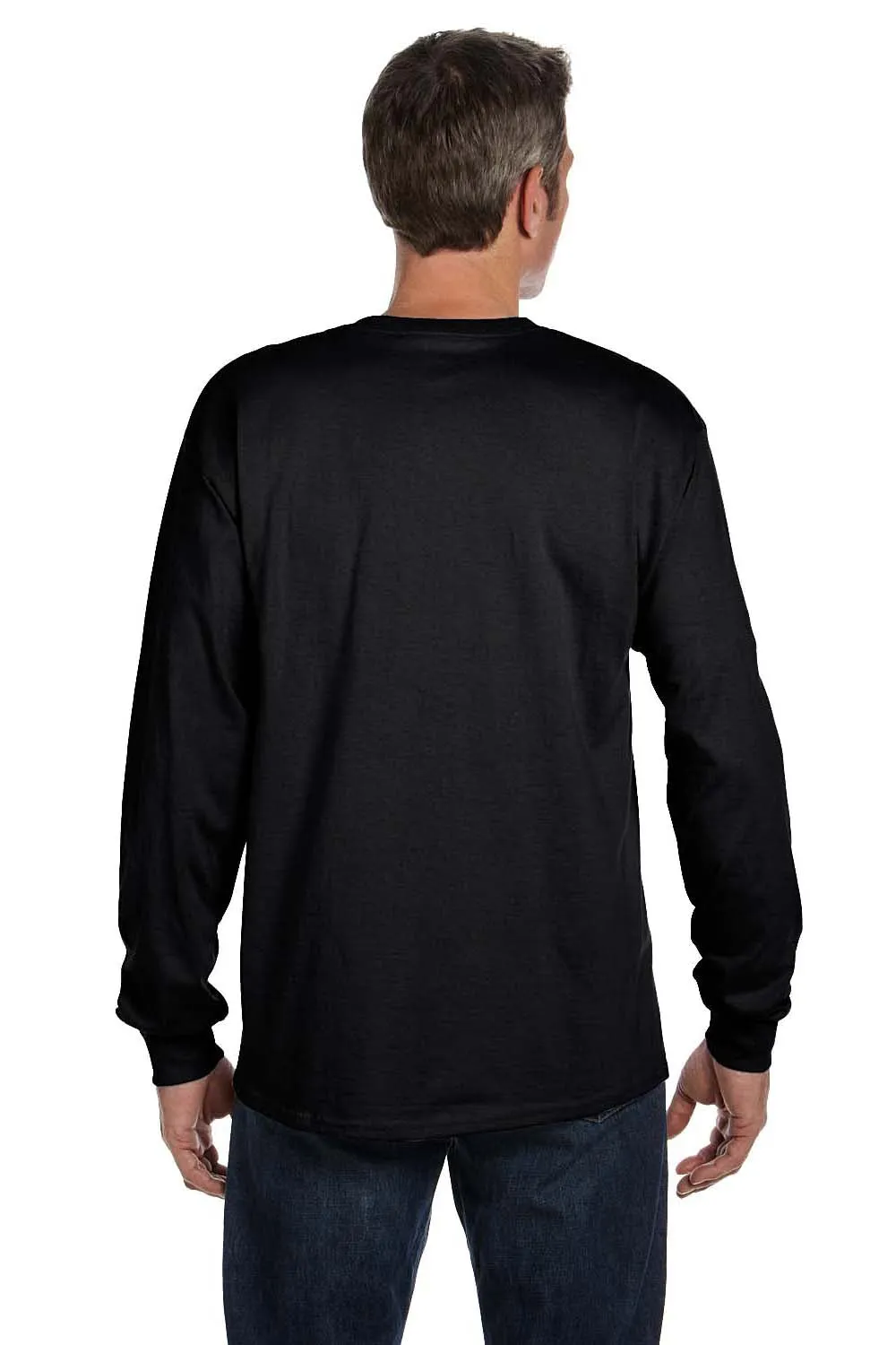 Hanes Mens ComfortSoft Long Sleeve Crewneck T-Shirt w/ Pocket - Black