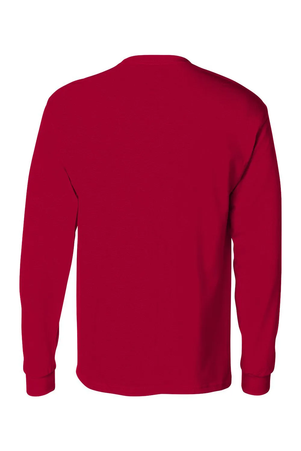 Hanes Mens ComfortSoft Long Sleeve Crewneck T-Shirt w/ Pocket - Deep Red