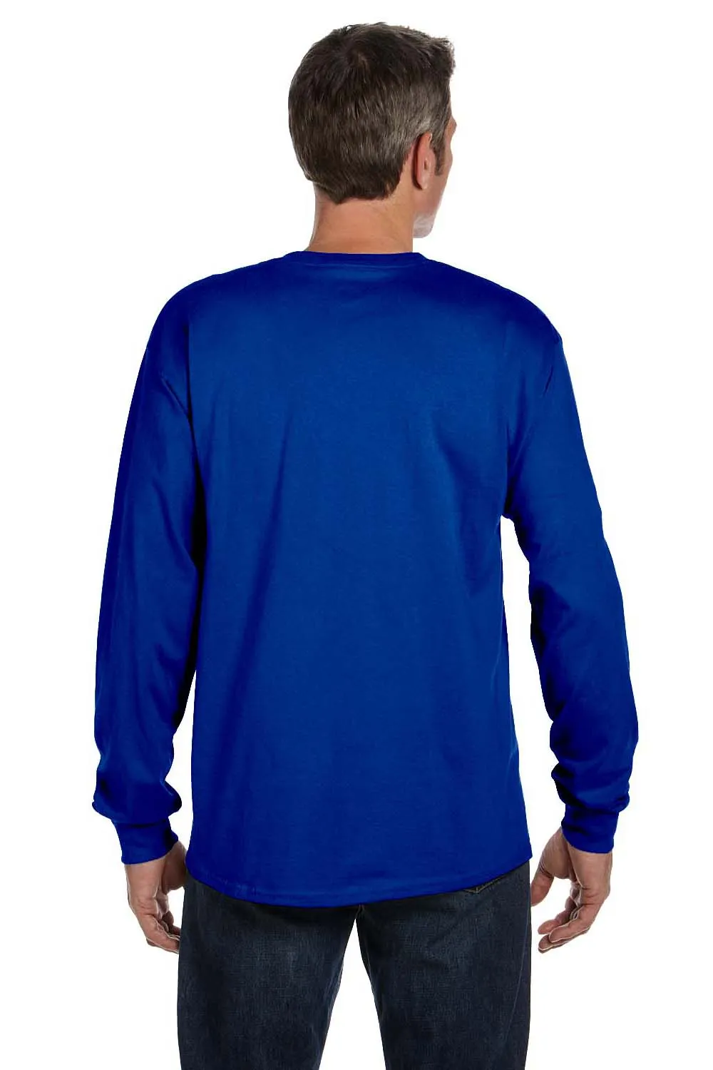 Hanes Mens ComfortSoft Long Sleeve Crewneck T-Shirt w/ Pocket - Deep Royal Blue