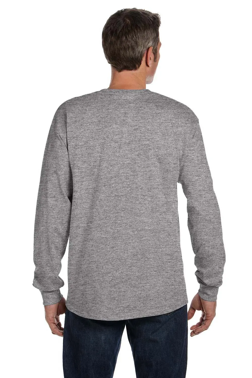 Hanes Mens ComfortSoft Long Sleeve Crewneck T-Shirt w/ Pocket - Light Steel Grey