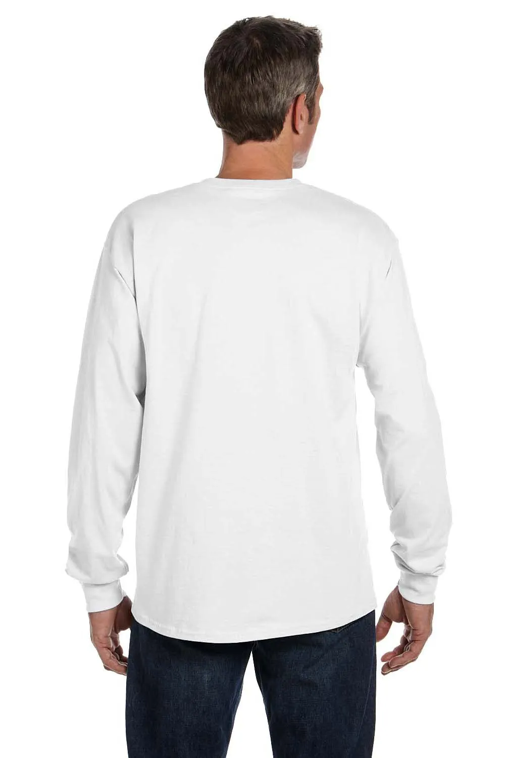 Hanes Mens ComfortSoft Long Sleeve Crewneck T-Shirt w/ Pocket - White
