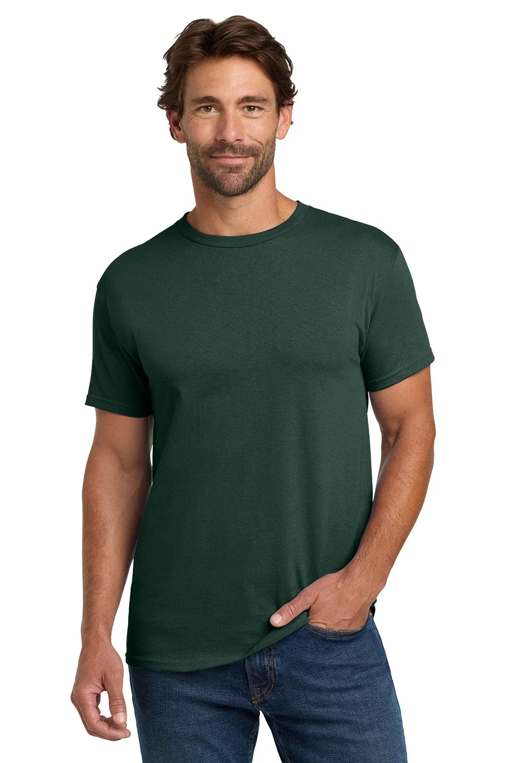 Hanes Mens ComfortSoft Short Sleeve Crewneck T-Shirt - Deep Forest Green