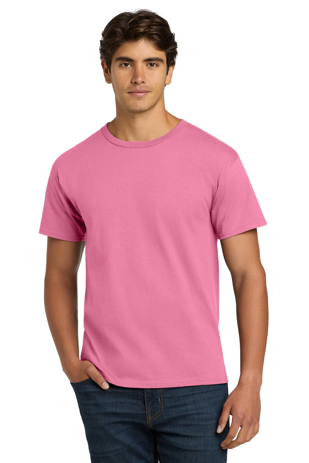 Hanes Mens ComfortSoft Short Sleeve Crewneck T-Shirt - Pink