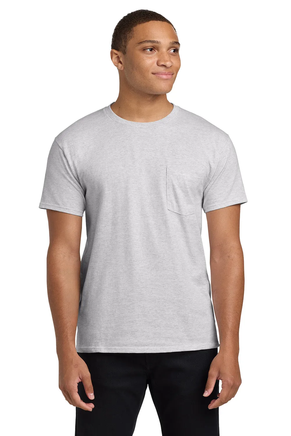 Hanes Mens ComfortSoft Short Sleeve Crewneck T-Shirt w/ Pocket - Ash Grey