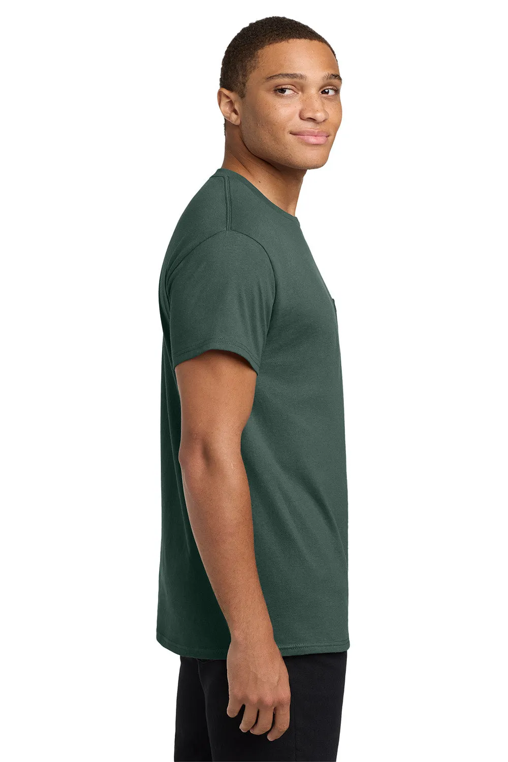 Hanes Mens ComfortSoft Short Sleeve Crewneck T-Shirt w/ Pocket - Deep Forest Green
