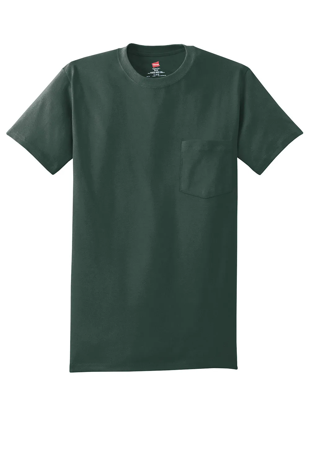 Hanes Mens ComfortSoft Short Sleeve Crewneck T-Shirt w/ Pocket - Deep Forest Green