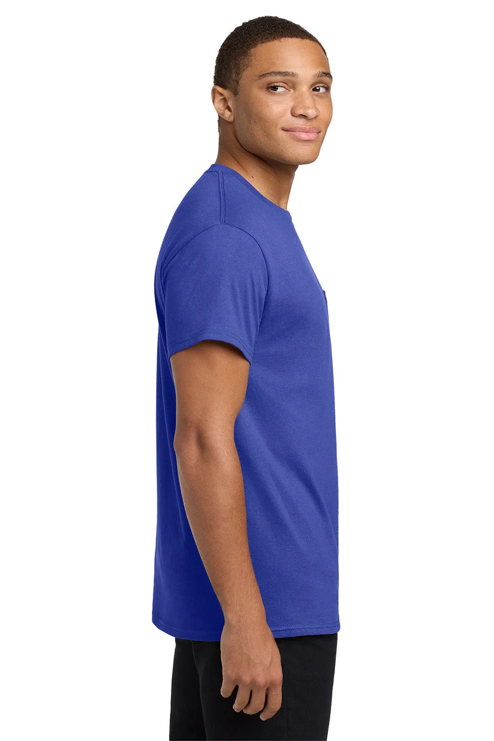 Hanes Mens ComfortSoft Short Sleeve Crewneck T-Shirt w/ Pocket - Deep Royal Blue