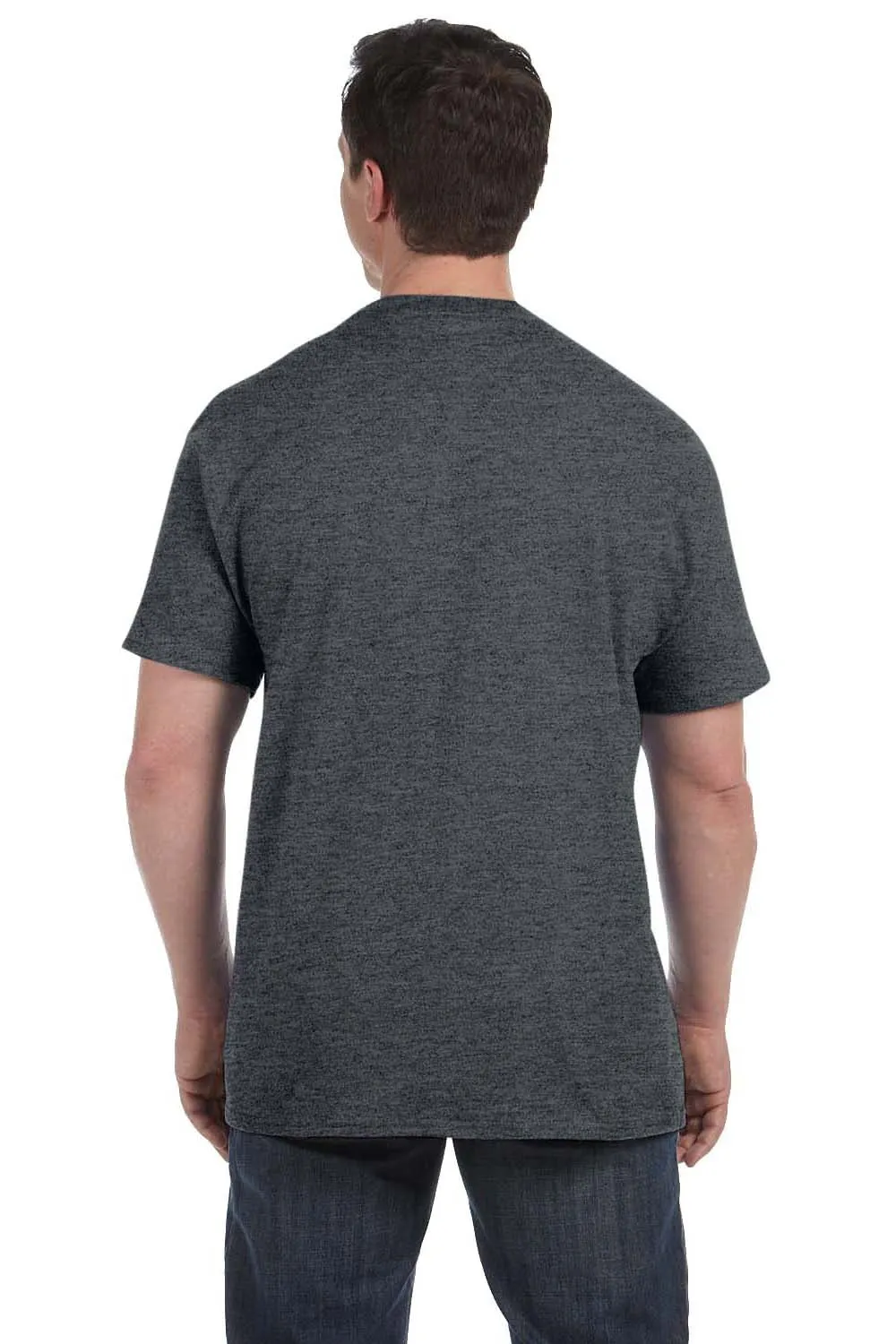 Hanes Mens ComfortSoft Short Sleeve Crewneck T-Shirt w/ Pocket - Heather Charcoal Grey