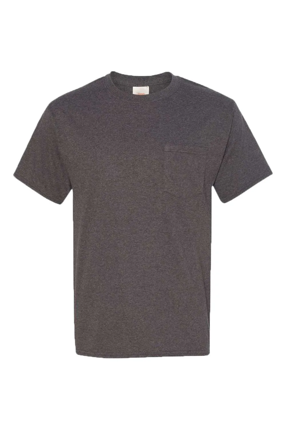 Hanes Mens ComfortSoft Short Sleeve Crewneck T-Shirt w/ Pocket - Heather Charcoal Grey