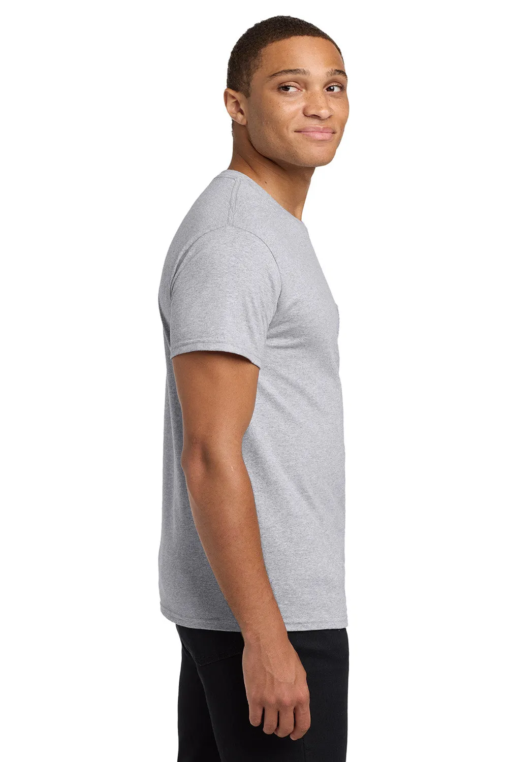 Hanes Mens ComfortSoft Short Sleeve Crewneck T-Shirt w/ Pocket - Light Steel Grey