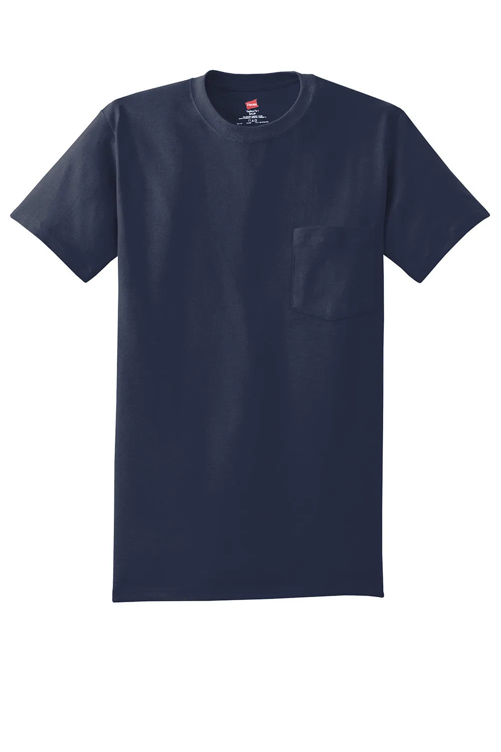 Hanes Mens ComfortSoft Short Sleeve Crewneck T-Shirt w/ Pocket - Navy Blue