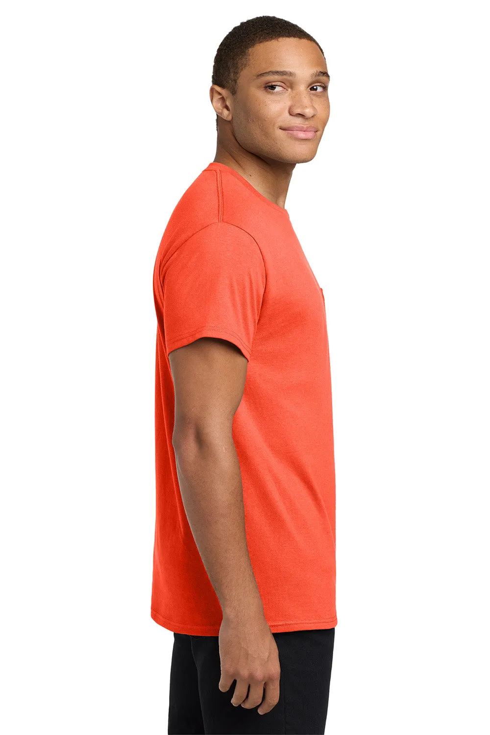 Hanes Mens ComfortSoft Short Sleeve Crewneck T-Shirt w/ Pocket - Orange